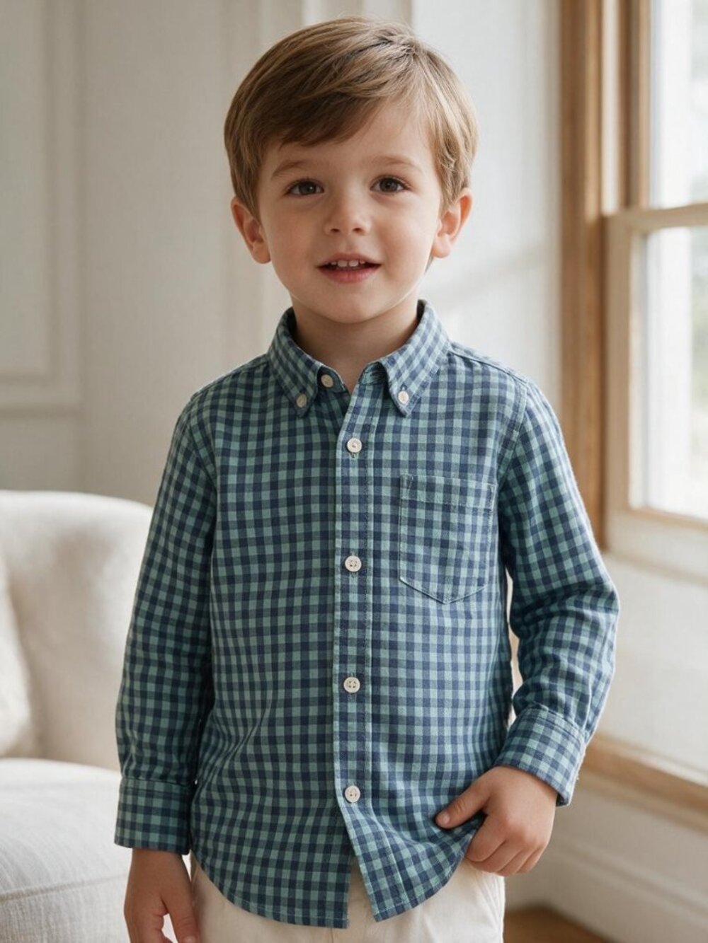 Gap Blue Gingham Button-Down Shirt Size 3T